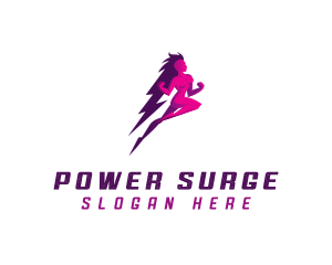 Lightning Woman Power logo design