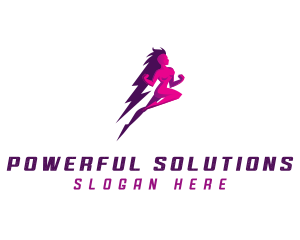 Lightning Woman Power logo design