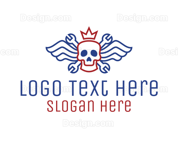 Winged Skull Mechanic Logo