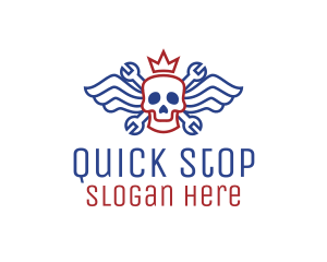 Winged Skull Mechanic logo design