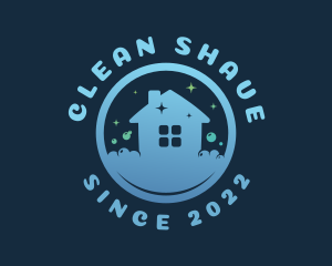 Blue Cleaning House Bubbles logo design