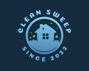 Blue Cleaning House Bubbles logo design