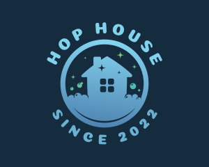 Blue Cleaning House Bubbles logo design