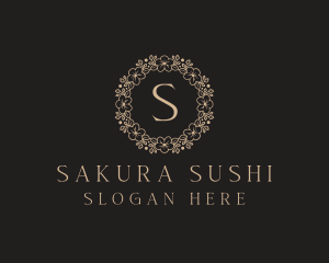 Sakura Flower Ornament Emblem logo design