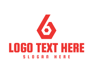 Red Hexagon Six Logo