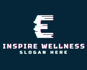 Cyber Anaglyph Letter E Logo