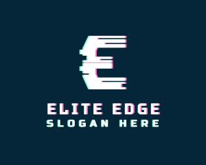 Cyber Anaglyph Letter E logo design