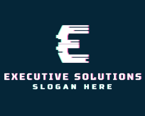 Cyber Anaglyph Letter E logo design