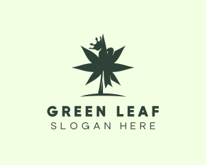 Crown Marijuana Leaf logo design