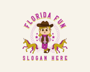 Cowboy Girl Unicorn logo design