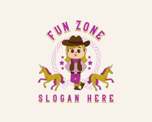 Cowboy Girl Unicorn logo design