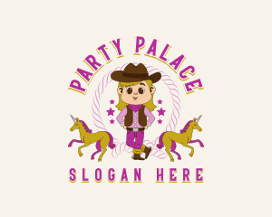 Cowboy Girl Unicorn logo design