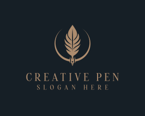 Fountain Pen Feather Writing logo design