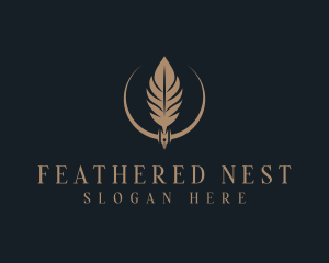 Fountain Pen Feather Writing logo design