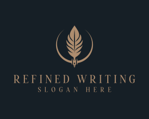 Fountain Pen Feather Writing logo design