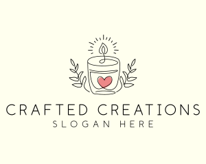 Candle Heart Glow Light logo design