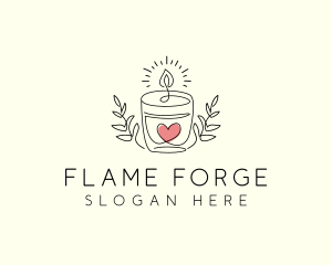 Candle Heart Glow Light logo design