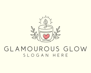 Candle Heart Glow Light logo design