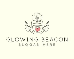 Candle Heart Glow Light logo design