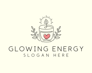 Candle Heart Glow Light logo design