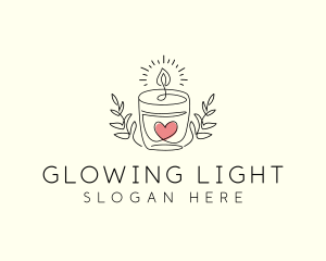 Candle Heart Glow Light logo design