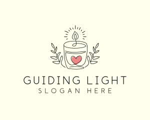 Candle Heart Glow Light logo design