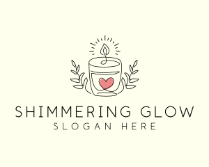 Candle Heart Glow Light logo design