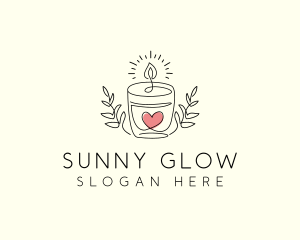 Candle Heart Glow Light logo design