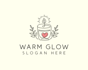 Candle Heart Glow Light logo design