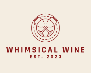 Wine Glass Line Art logo design