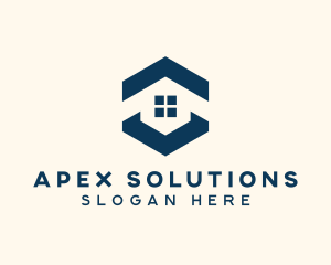 Blue House Hexagon Realtor logo design