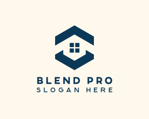 Blue House Hexagon Realtor logo design