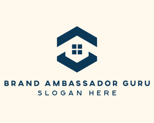 Blue House Hexagon Realtor logo design