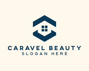 Blue House Hexagon Realtor logo design