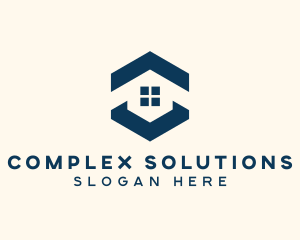 Blue House Hexagon Realtor logo design