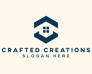 Blue House Hexagon Realtor logo design