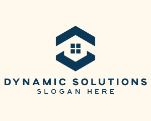 Blue House Hexagon Realtor logo design