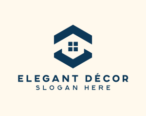 Blue House Hexagon Realtor logo design