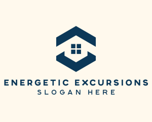 Blue House Hexagon Realtor logo design