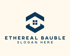 Blue House Hexagon Realtor logo design