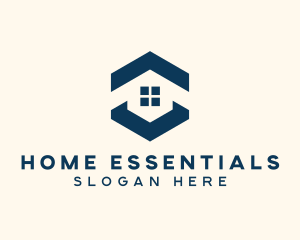 Blue House Hexagon Realtor logo design