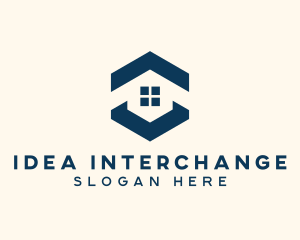 Blue House Hexagon Realtor logo design