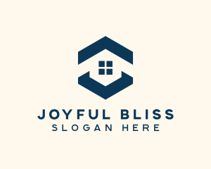 Blue House Hexagon Realtor logo design