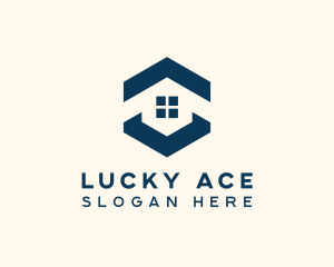 Blue House Hexagon Realtor logo design