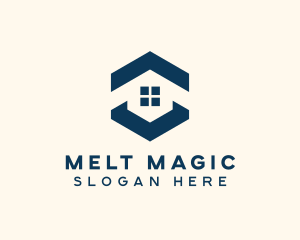 Blue House Hexagon Realtor logo design