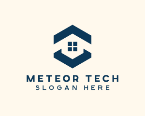 Blue House Hexagon Realtor logo design