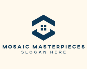 Blue House Hexagon Realtor logo design