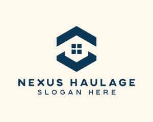 Blue House Hexagon Realtor logo design