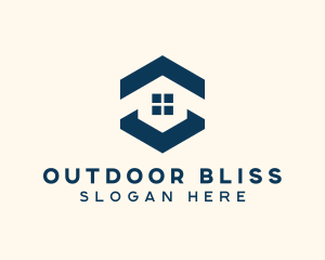 Blue House Hexagon Realtor logo design