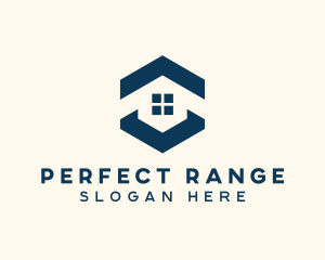 Blue House Hexagon Realtor logo design